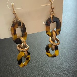Ann Taylor Tortoiseshell drop earrings chains